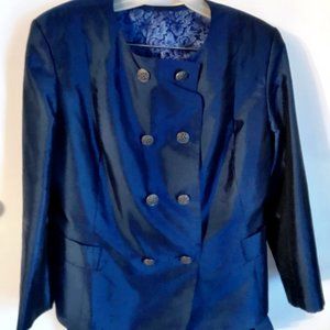 Rich Cobalt Blue Silk Shantung Cocktail Suit